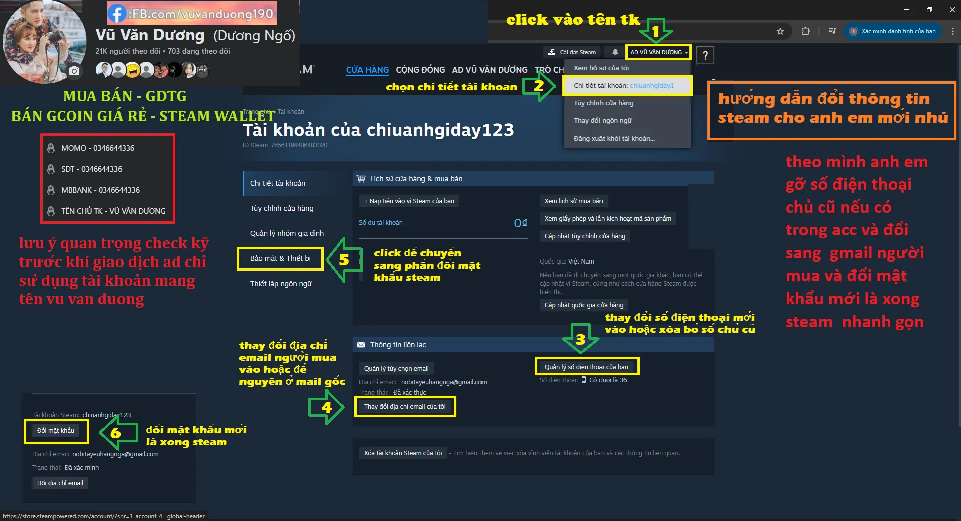 hướng dẫn thay đổi thông tin steam